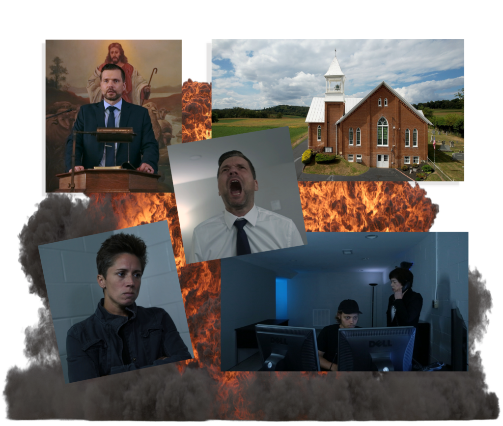 Word and Deed screen grabs with fire